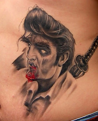 Zombie Elvis Sword Tattoo
