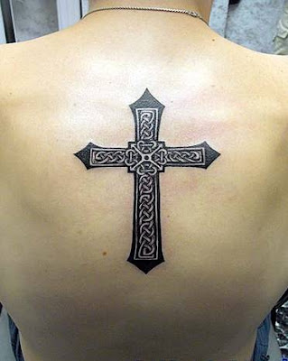 cross tattoos on back for girls. celtic high cross tattoo