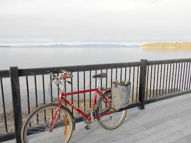 Early morning pedaling along Lake Champlain