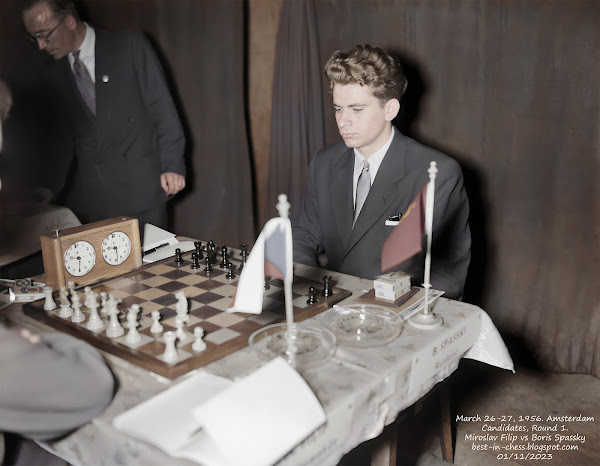 March 26-27, 1956, Amsterdam Candidates, Round 1, Miroslav Filip vs Boris Spassky