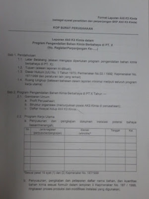 Contoh Format laporan AK3 Kimia