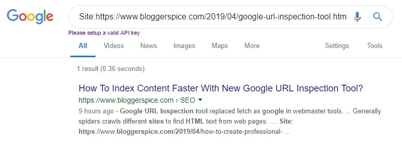 Blog Post Index status on Google Search