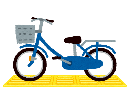 点字ブロックの上に停まった自転車のイラスト