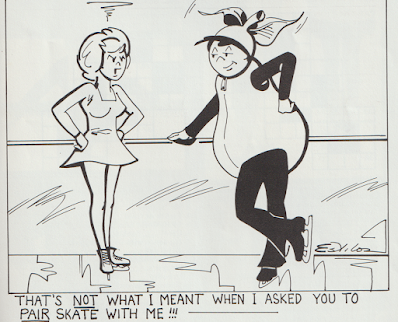 Funny vintage figure skating editorial cartoon