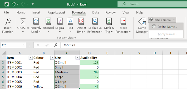 Excel: Named Ranges