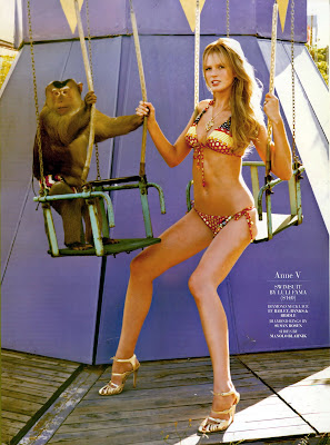 Model Anne Vyalitsyna in a bikini