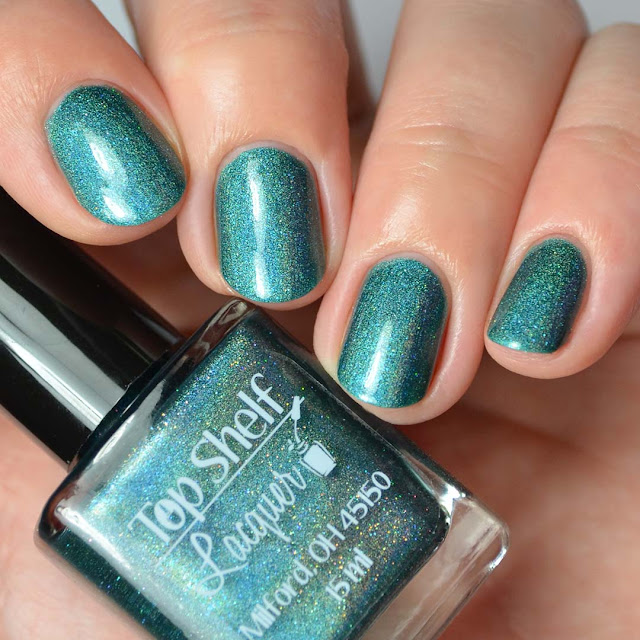 teal holographic nail polish