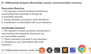 1st year Chemistry Chapter 8 Short Questions Notes