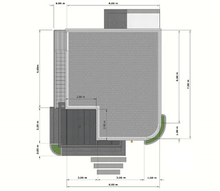 Plan maison moderne 42 m2 avec salon et 2 chambres