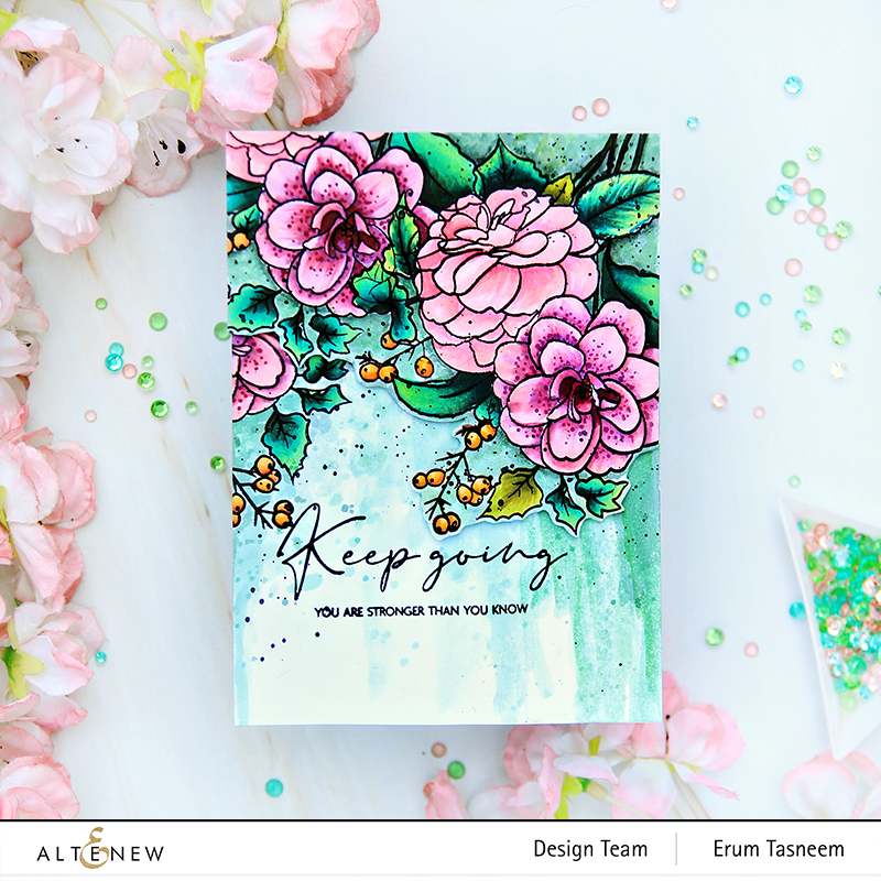 Altenew Paint-A-Flower: Camellia Outline Stamp Set + Artist Markers + Artists' Watercolors | Erum Tasneem | @pr0digy0