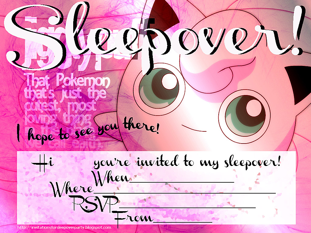 POKEMON JIGGLYPUFF SLUMBER PARTY INVITE