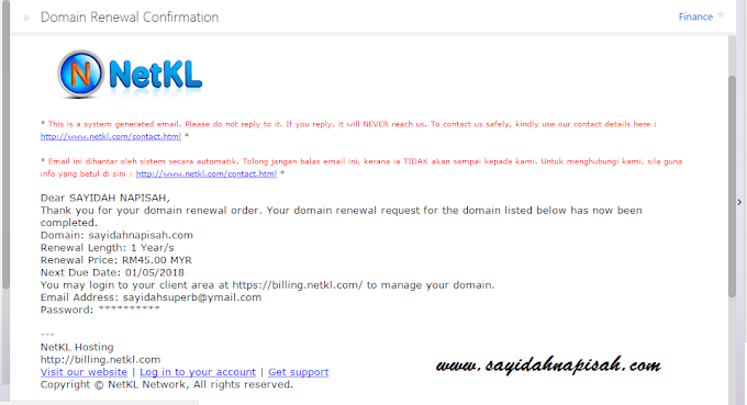 NetKL renew domain sayidahnapisah.com for one more year