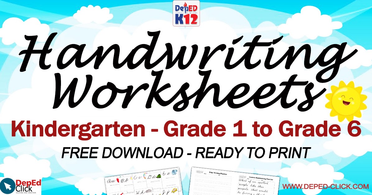 handwriting worksheets for kg grade 1 to grade 6 free download deped click