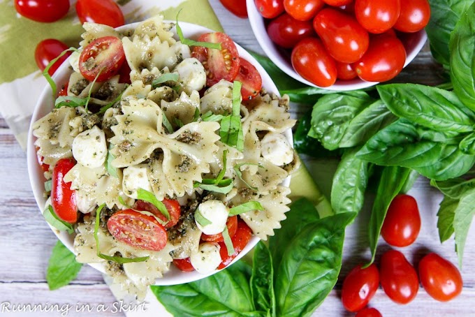 4 Ingredient Caprese Pasta Salad #vegan #vegetarian #soup #breakfast #lunch 