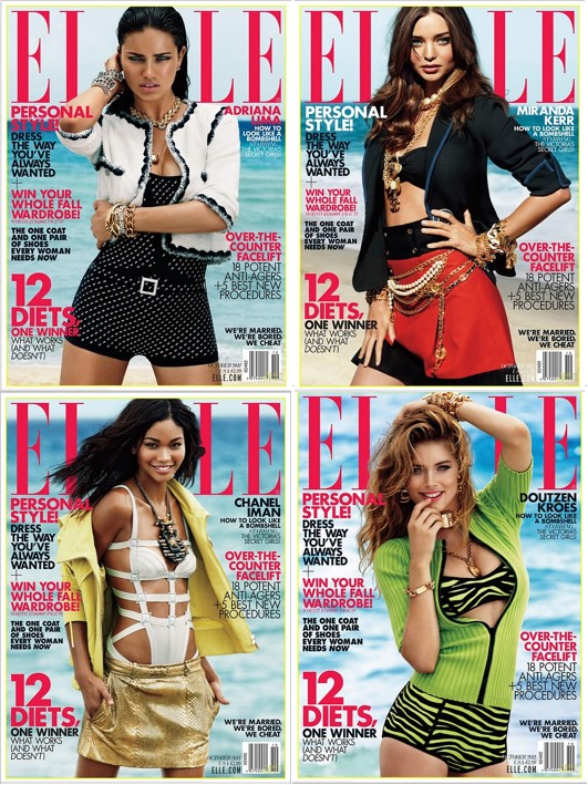 October Covers: US Elle With Adriana Lima, Miranda Kerr, Chanel Iman and Doutzen Kroes