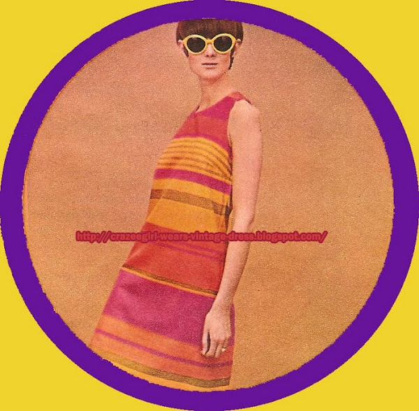 Striped dress Florine - 1965 60s 1960 glasses haircut hair style prisunic oxford de wallach