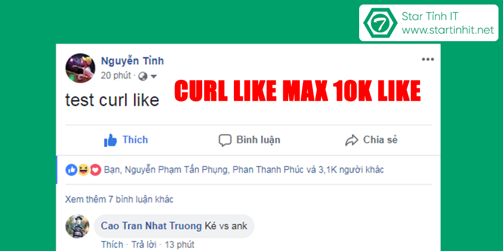 Share curl like tây free max 3k like - 10k like mới nhất 2018 chưa fix