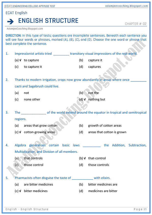 ecat-english-english-structure-mcqs-for-engineering-college-entry-test