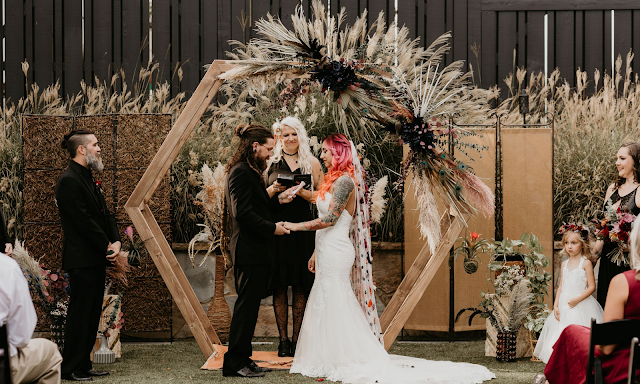 colorful rocker wedding redhead bride