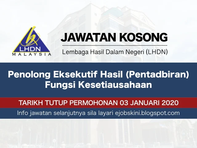 Jawatan Kosong Lembaga Hasil Dalam Negeri (LHDN) Januari 2020