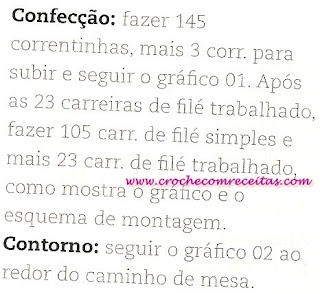 trilho de mesa em croche filé com barrado e ponto pipoca em croche com receitas