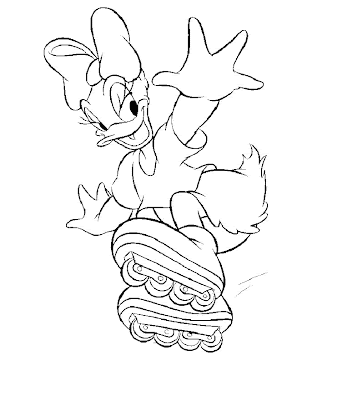 coloring sheet Daisy Duck play roller skates