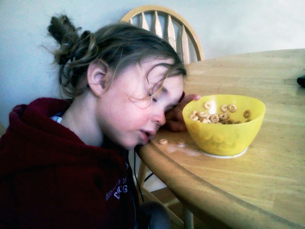 15+ Hilarious Pics That Prove Kids Can Sleep Anywhere - Napping With Cheerios