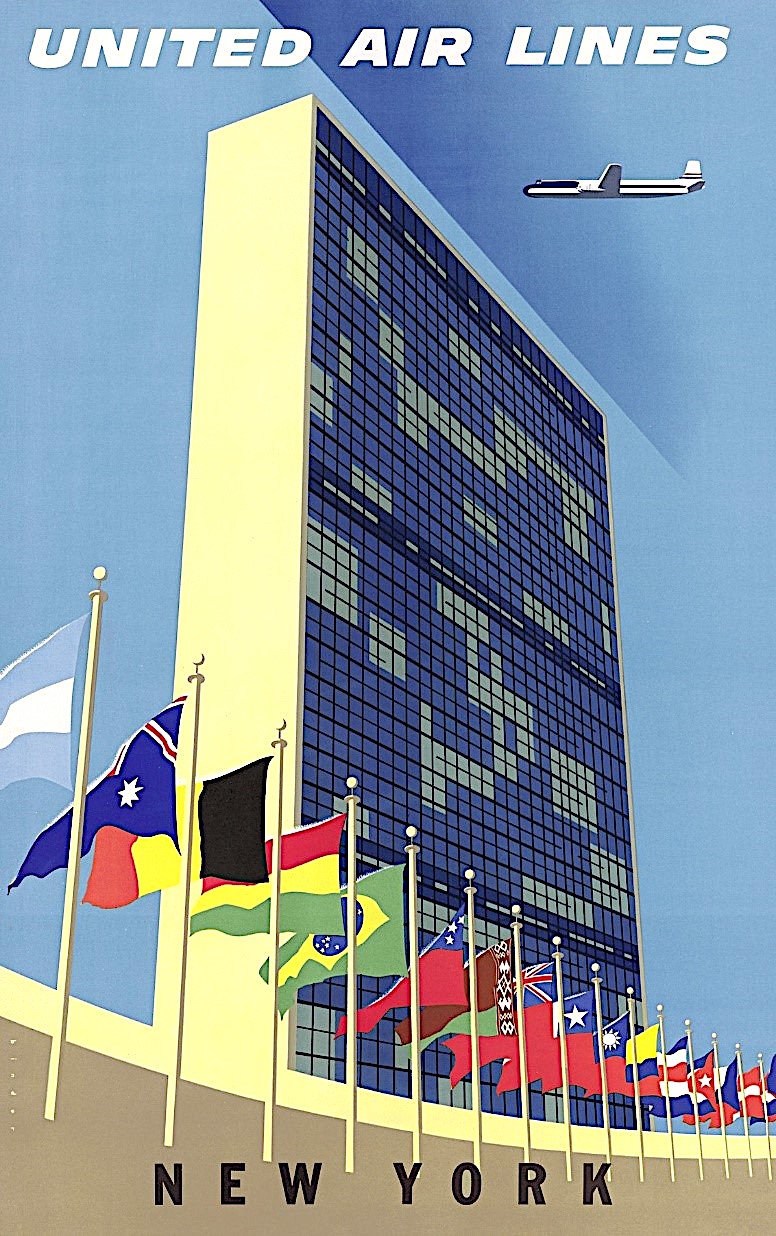a Joseph Binder 1957 illustration of The United Nations Building
