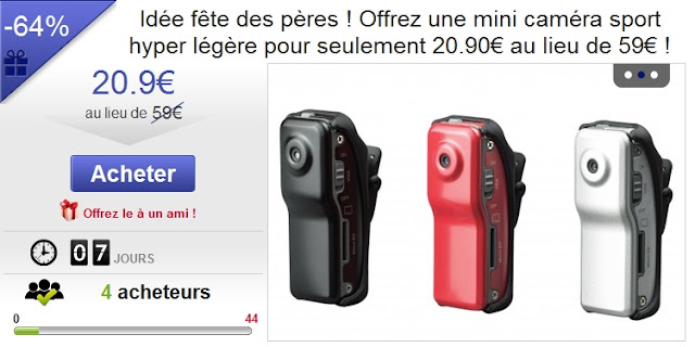Mini caméra sport hyper légère pour seulement 20.90€ au lieu de 59€ bon plan fete des peres bon plan camera pas cher