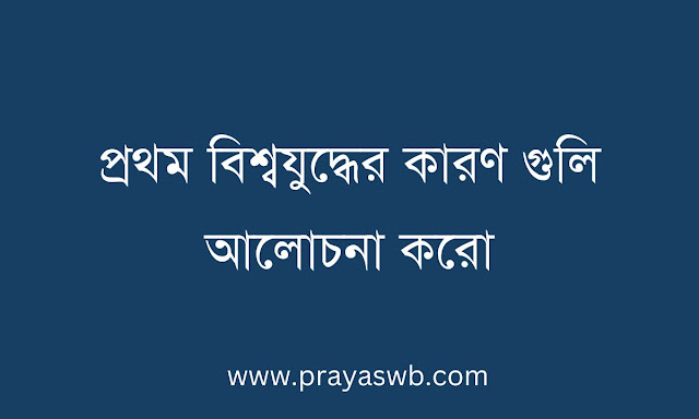 প্রথম বিশ্বযুদ্ধের কারণ গুলি আলোচনা করো