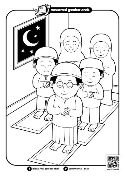 Mewarnai Gambar  Anak Mewarnai Gambar  Sholat  Tarawih 