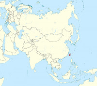 Map showing location of Taiwan island in Asia