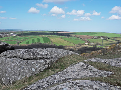 View from Helman Tor Cornwall over farm land