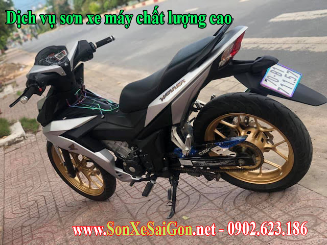 Mẫu sơn xe Honda Winner 150 trắng mâm vàng đồng