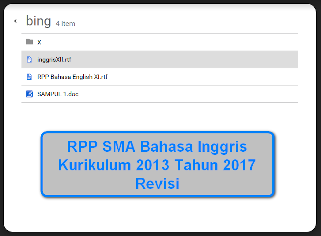 RPP SMA Bahasa Inggris Kurikulum 2013 Tahun 2017 Revisi