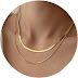  CHESKY 14K Gold/Silver Plated Snake Chain Necklace Herringbone Necklace Gold 