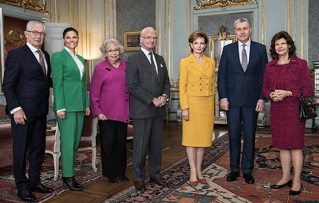 Queen Silvia, Crown Princess Victoria, Princess Christina and Princess Margareta. Zara green suit. Chanel Tweed set