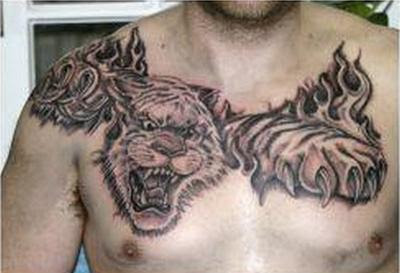 Tiger tattoo on chest