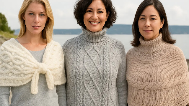 7 Tutoriales de ponchos para damas a dos agujas ❄️