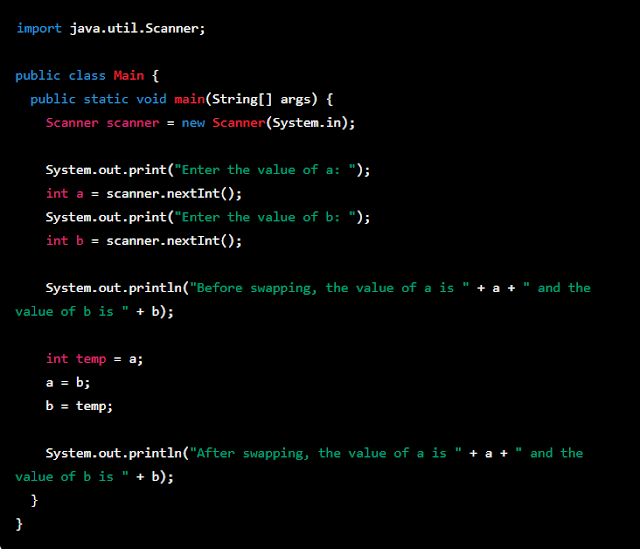Swapping two numbers program in Java