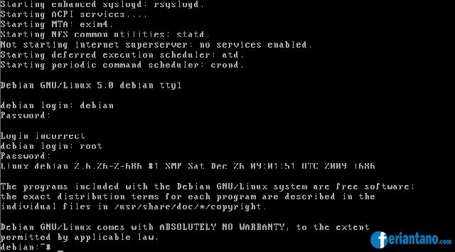 Cara Install Debian 5 Lenny Berbasis Text (CLI) Lengkap Dengan Gambar - Feriantano.com