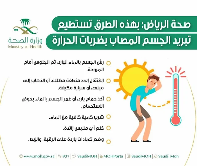 6 tips to cool body in case of Sunstroke and Heat Exhaustion - MOH - Saudi-Expatriates.com