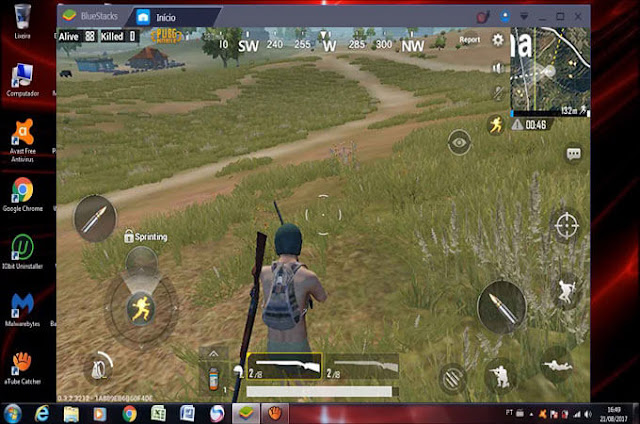 صورة من داخل bluestacks محاكي للعبة ببجي