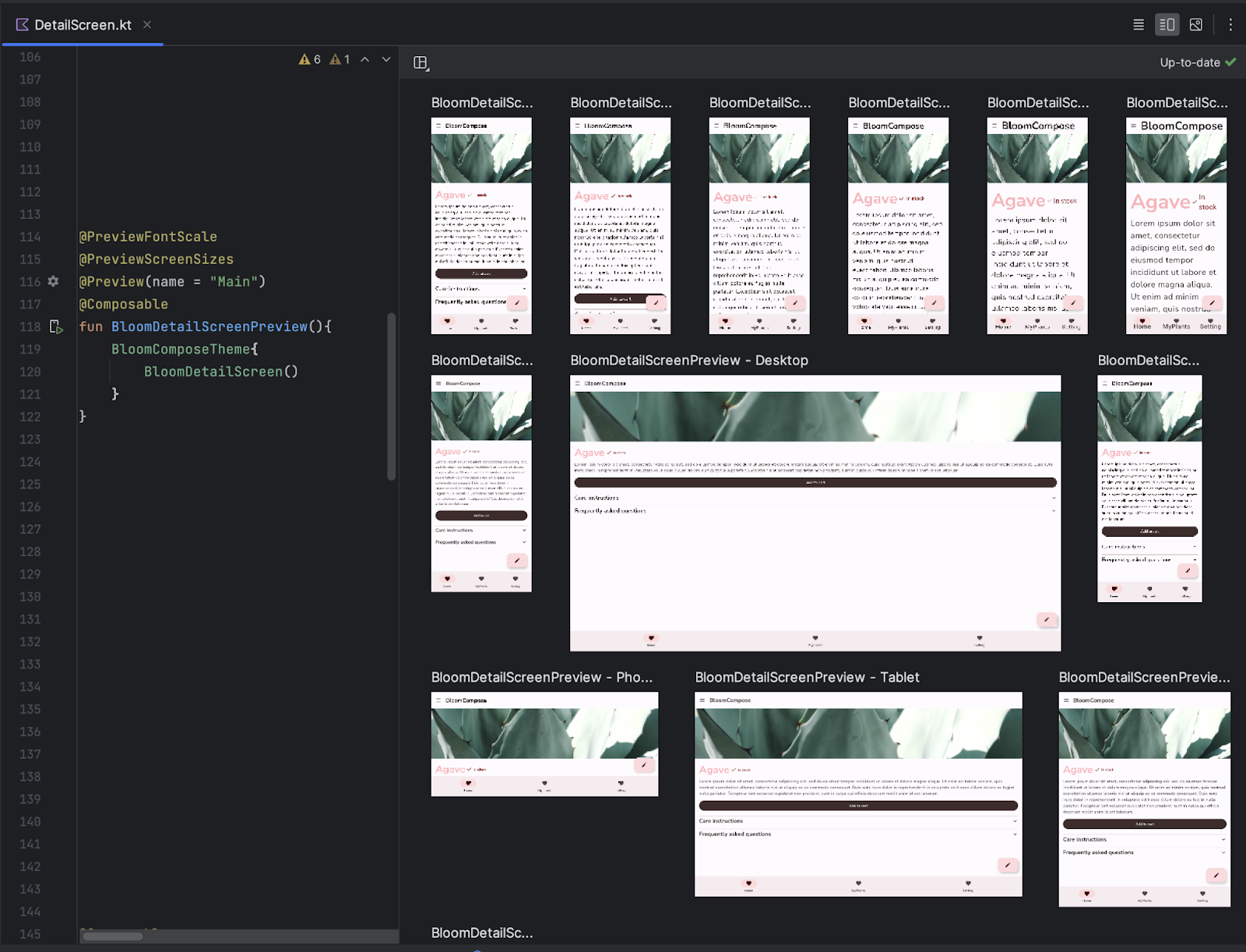 Screengrab of Compose Multipreview templates