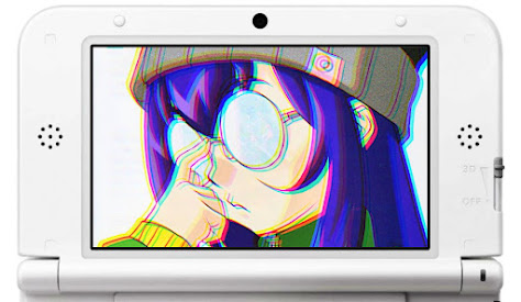 The cover character of Radirgy on a 3DS screen