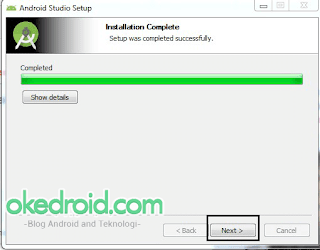 Installation Complete Android Studio