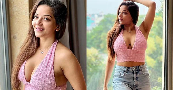 Monalisa cleavage top jeans curvy tv actress