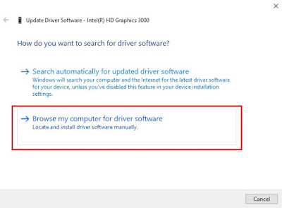 Pemilihan update driver intel