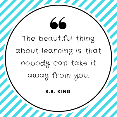 The beautiful thing about learning is that nobody can take it away from you. B.B. King