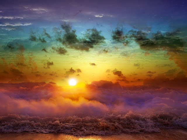 Colorful Sky Sunset Waves Landscape Like Painting HD Wallpaper